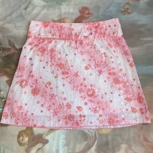 Vintage Y2K Exact Change barbie pink floral tropical mini skirt preppy size 15